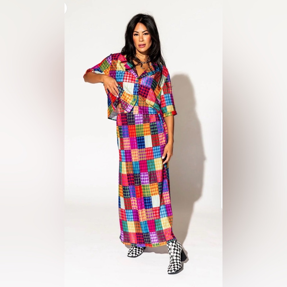 Dressed in LALA Cest la Vie Plisse Skirt Set in Fun House - NWT